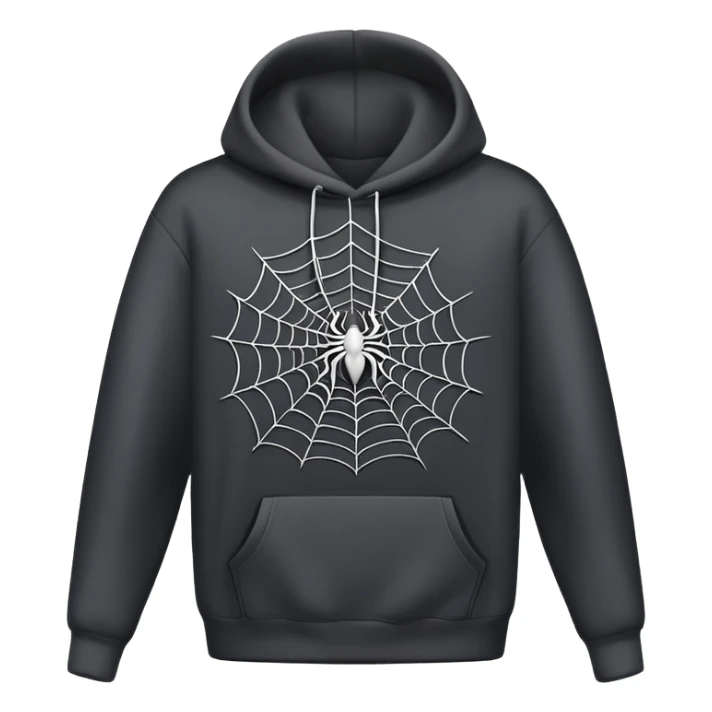 grey spider web on a black hoodie sticker