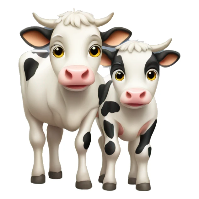cute cow and calf cartoon sticker