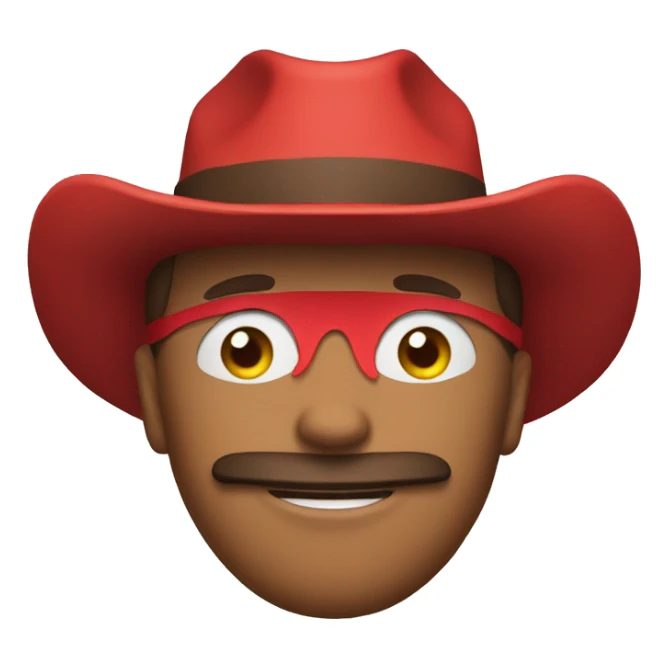 cowboy with red cowboy hat, wearing a red ski mask sticker