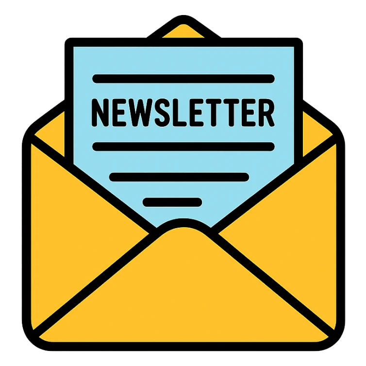 newsletter icon in lineal color with black outlines sticker