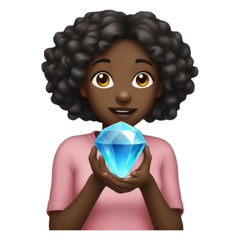 Black girl holding a gem sticker