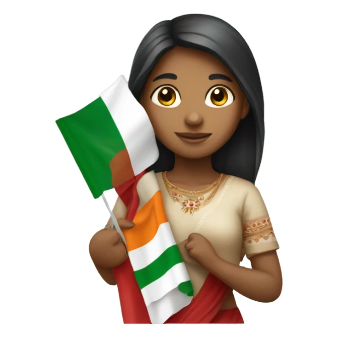 Indian Girl holding italy flag sticker