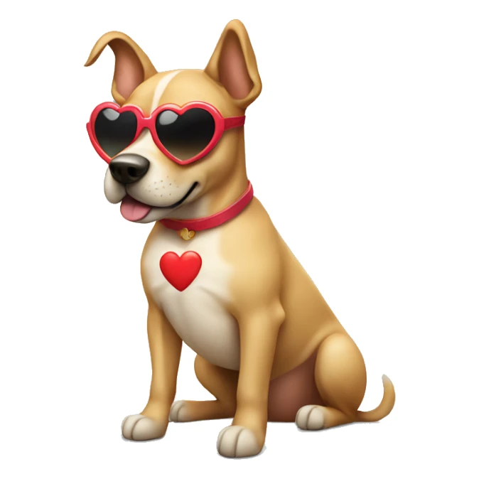 dog wearing a heart sunglasses  sticker