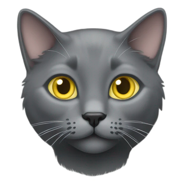 cuddly fluffy grey korat breed cat with yellow eyes black pupils, walking and playing female sticker