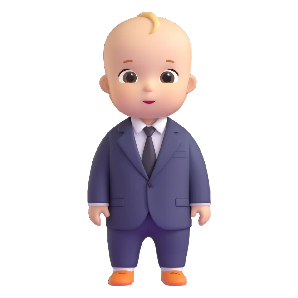 adorable baby mafia boss in oversized suit sticker