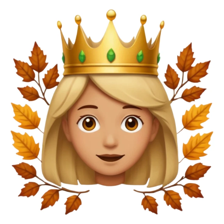 fall ecstatic emoticon artsy slightly creepy crown of leaves but make the base a normal emoji sticker