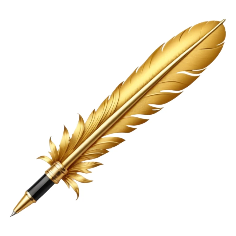 3D perspective academic premium golden ink feather pen sticker