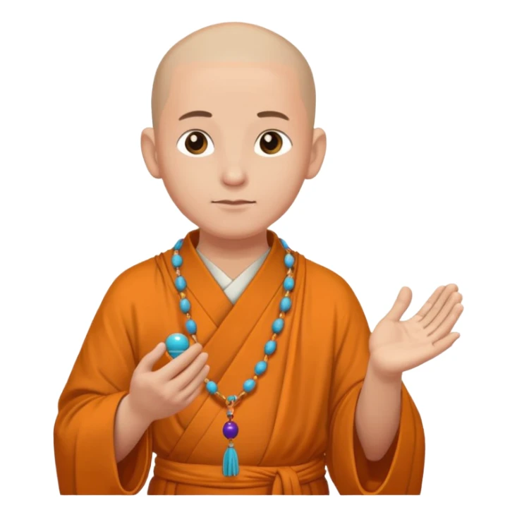 Large prayer beads looped around hand, monk sticker