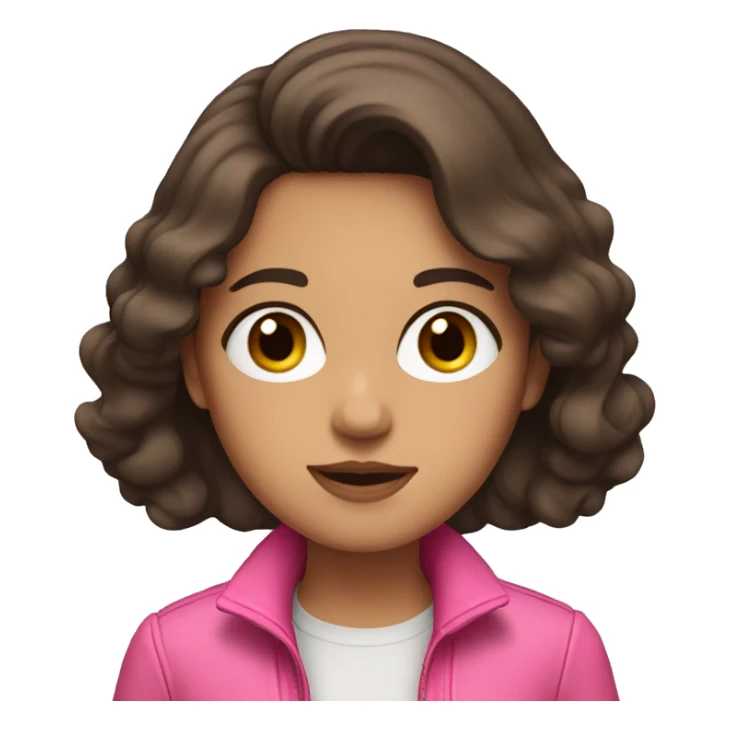 brunette with brown eyes in a pink jacket sticker