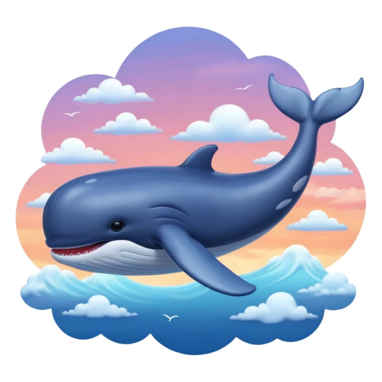Sky Whale – Gigantic whale drifting among pastel sunset clouds. sticker
