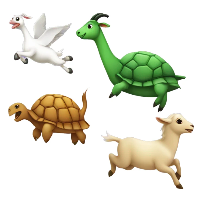 A goose, a goat, and a turtle jumping in happy celebration  sticker