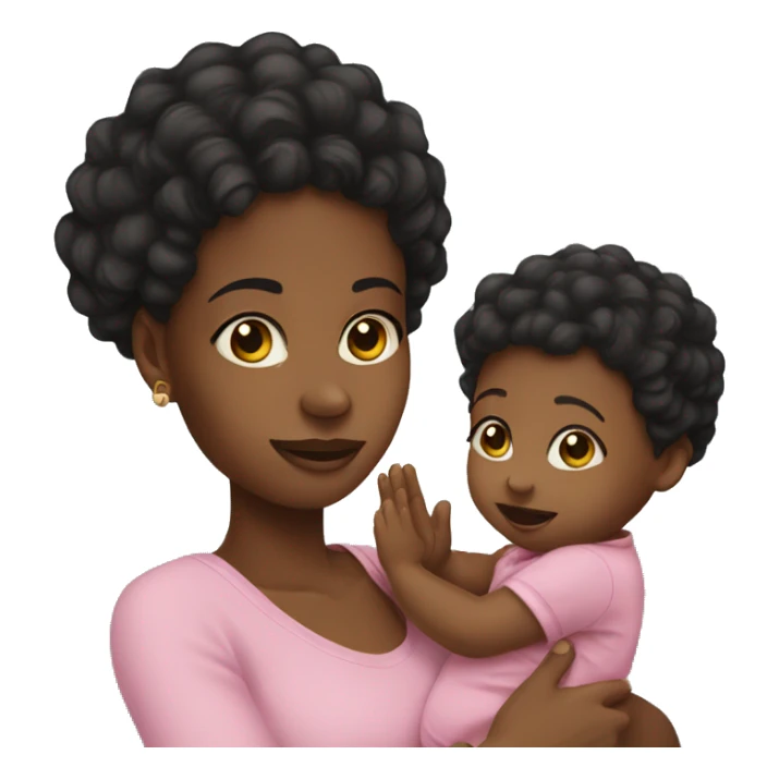black girl with a baby sticker