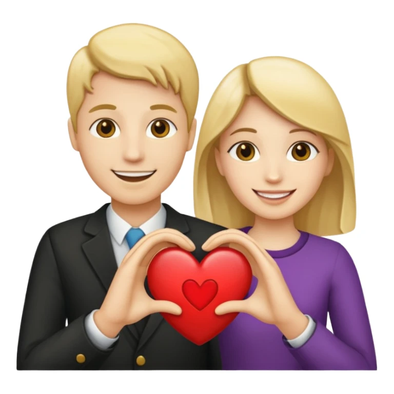 Two people holding half a heart up sticker
