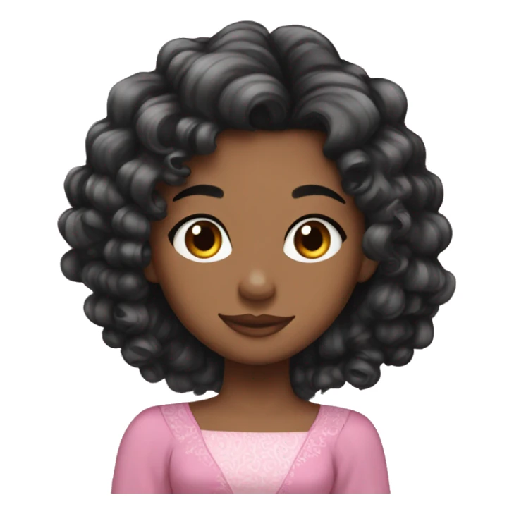 Pink princess black curly hair long sticker