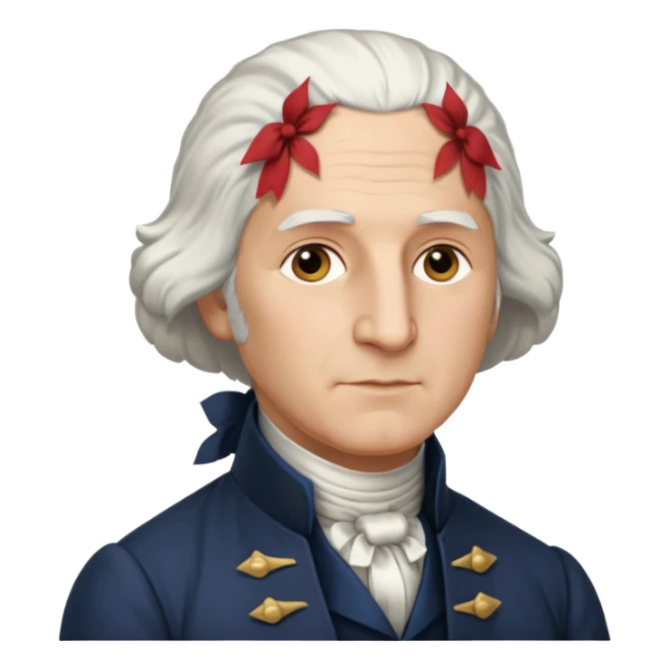 Draw George Washington with white hair, colonial suit & calm expression. sticker
