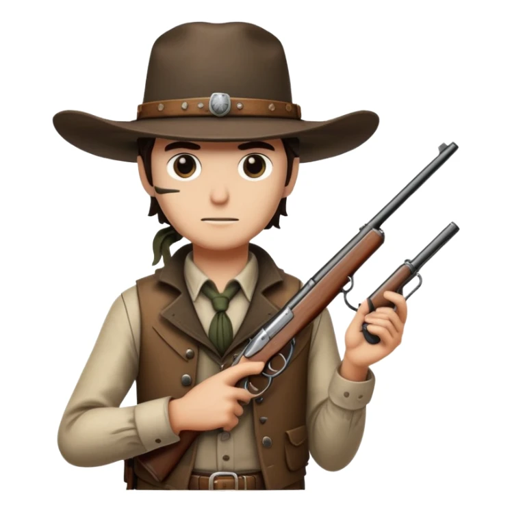 Hunter with cowboy hat and vintage rifle from Hunt Showdown sticker