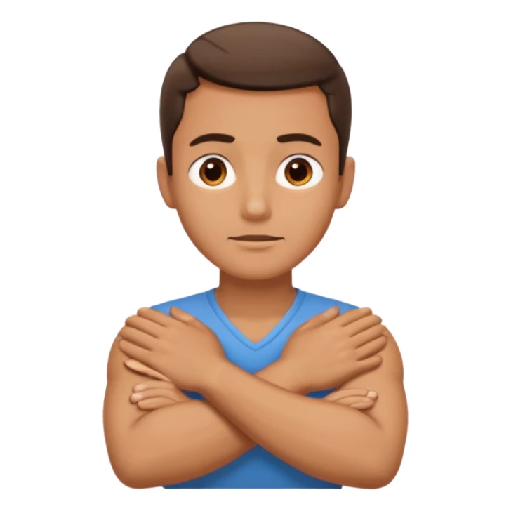 arms crossed hands around neck eyes open man sticker