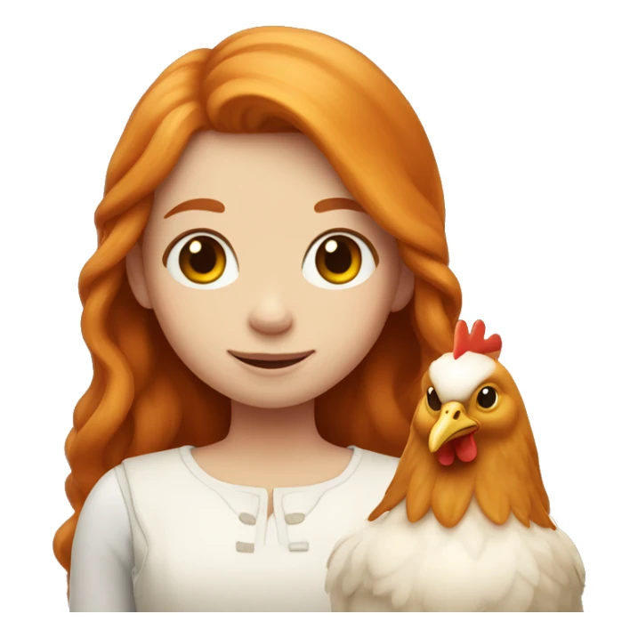 Ginger girl with Long hair and a white hen inside her Arms  sticker