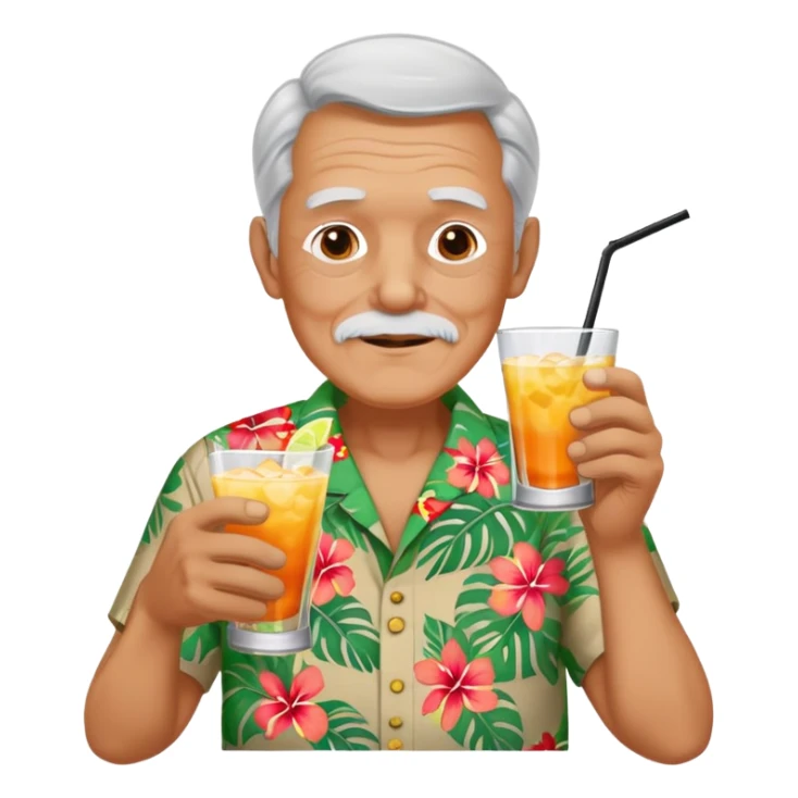 old man wearing a hawaiian shirt drinking mixed drink  sticker