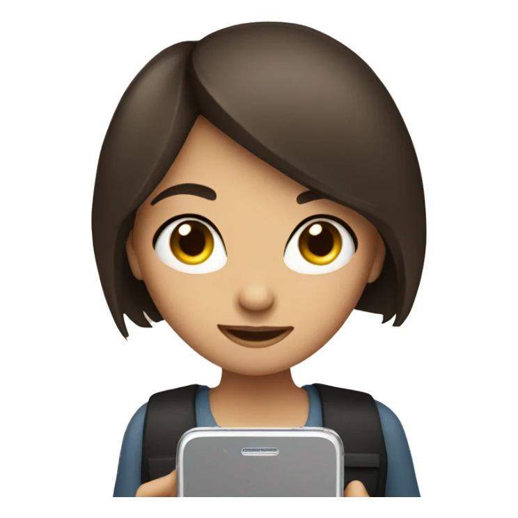 A brunette girl looking at het phone sticker