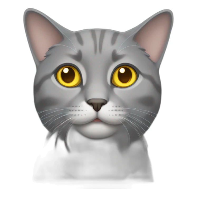 grey cat with lop-eared ears and yellow eyes sticker