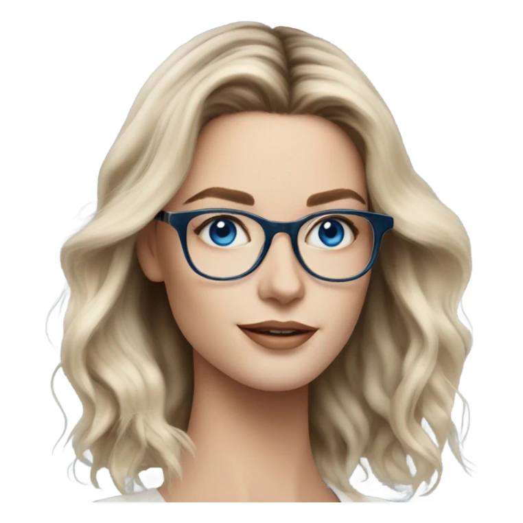 Shoulder length Balayage pale model lady with glasses and blue eyes  sticker