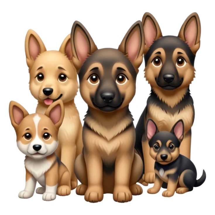 German shepherd pup with fur friends  sticker