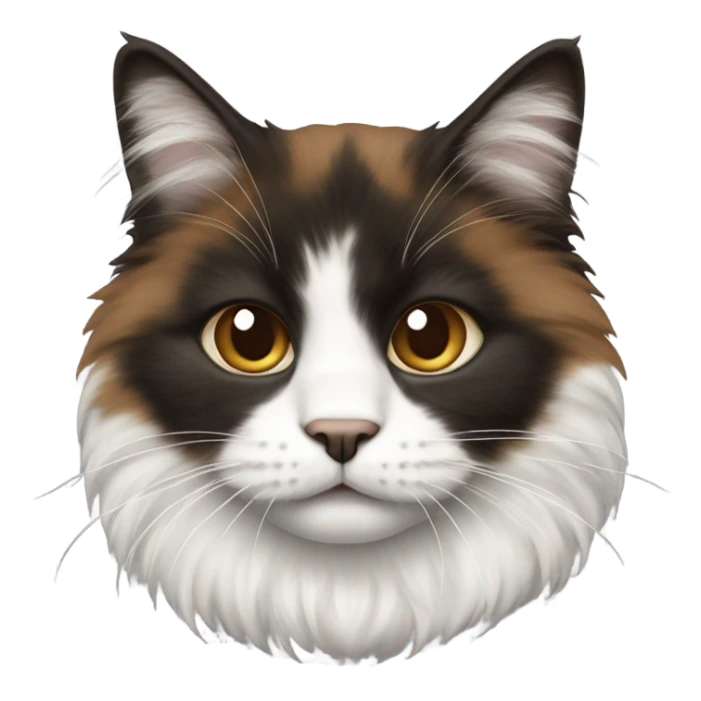 Brown and black and white fluffy cat  sticker