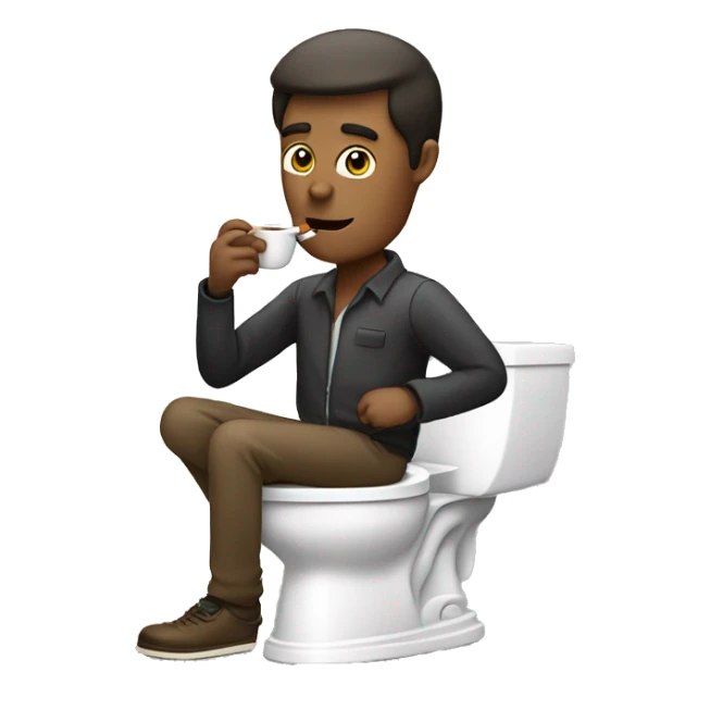 smoking a cigarette and drinking coffee on the toilet sticker