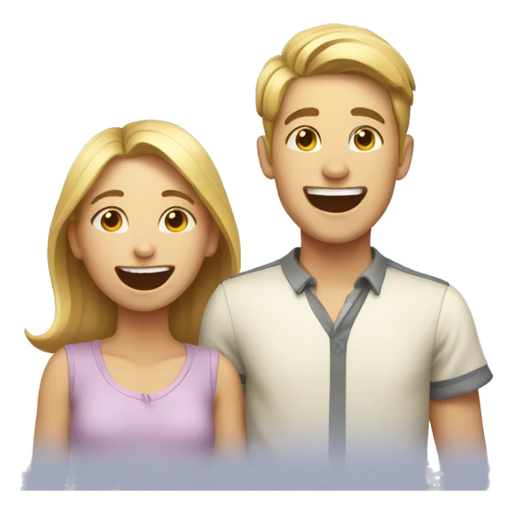 Boy and girl laughing  sticker
