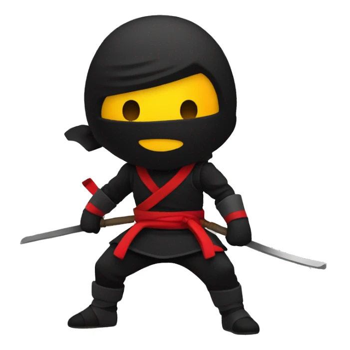 generate 1 emoji like a ninja style: colors black, red, yellow from top to bottom sticker