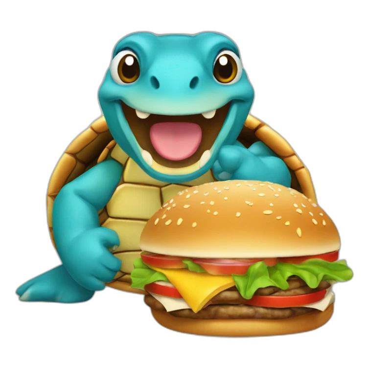 Tortue bleue qui mange un hamburger sticker