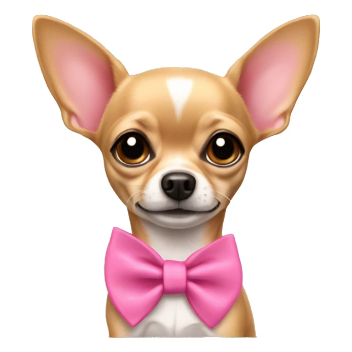 Short haired chihuahua with a pink collar that has a bow. Just her head. Her ears Stand up. She is tan only sticker