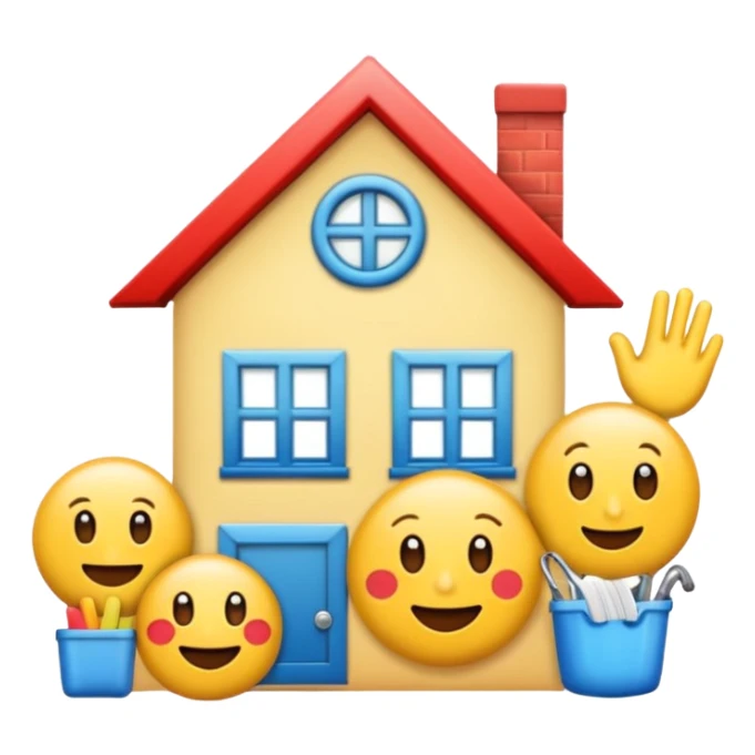 Letra decorada escrito HR de limpar a casa com uns emojis legais sticker