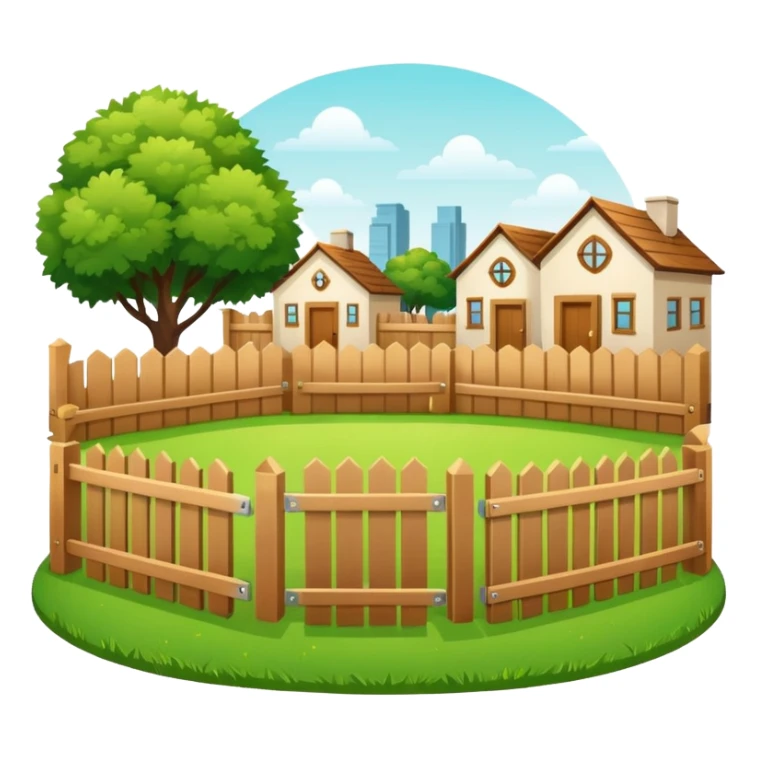 closed courtyard icon, safe private yard surrounded by buildings, minimal flat vector style sticker