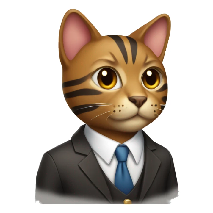 Striped brown cat wearing a suit sticker