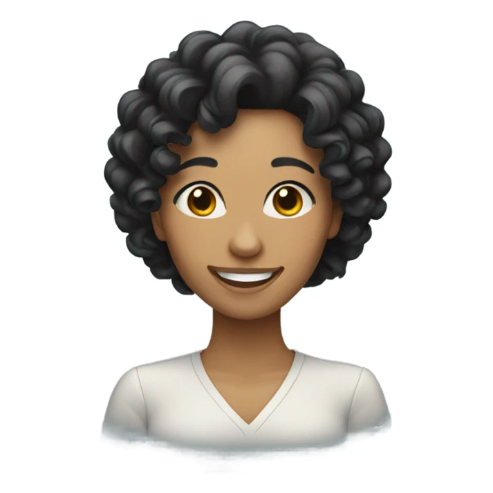 smiling woman with curly black hair sticker