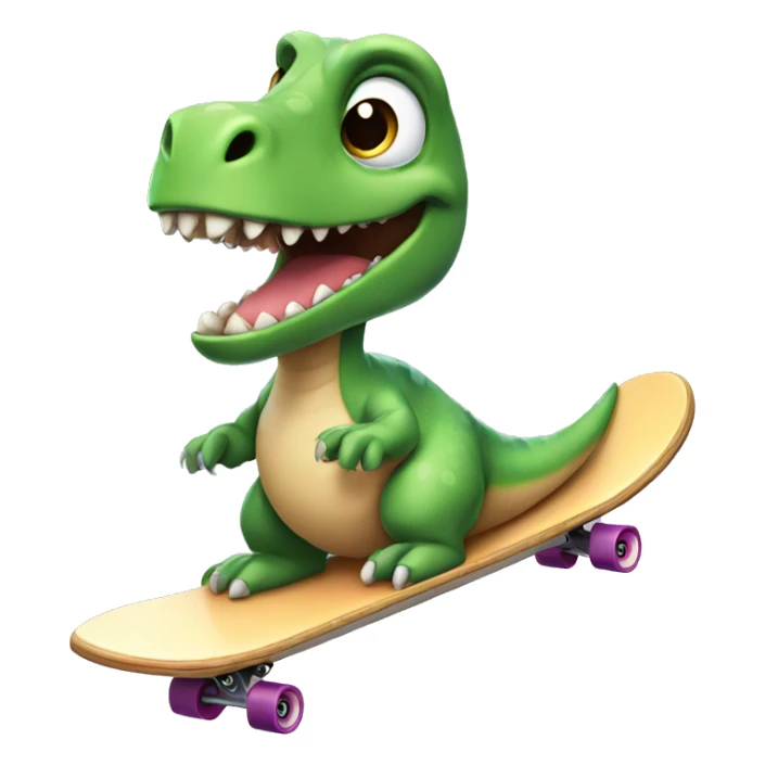 Cute cartoon dinosaur riding a skateboard  sticker