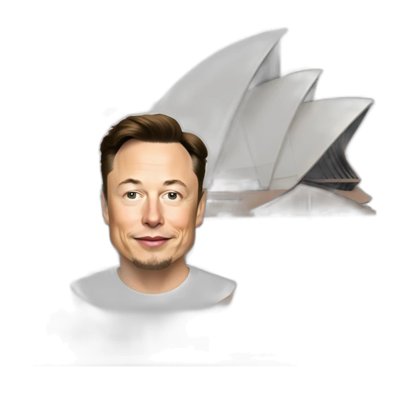 Elon musk with opera house sticker