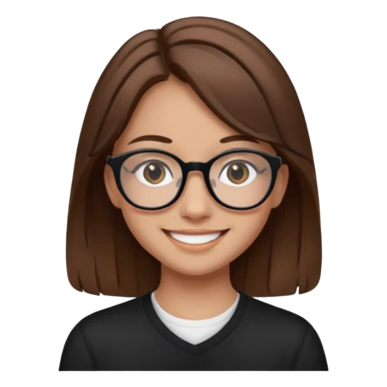 ragazzina di 16 anni castana capelli lunghi con occhiali neri  sticker