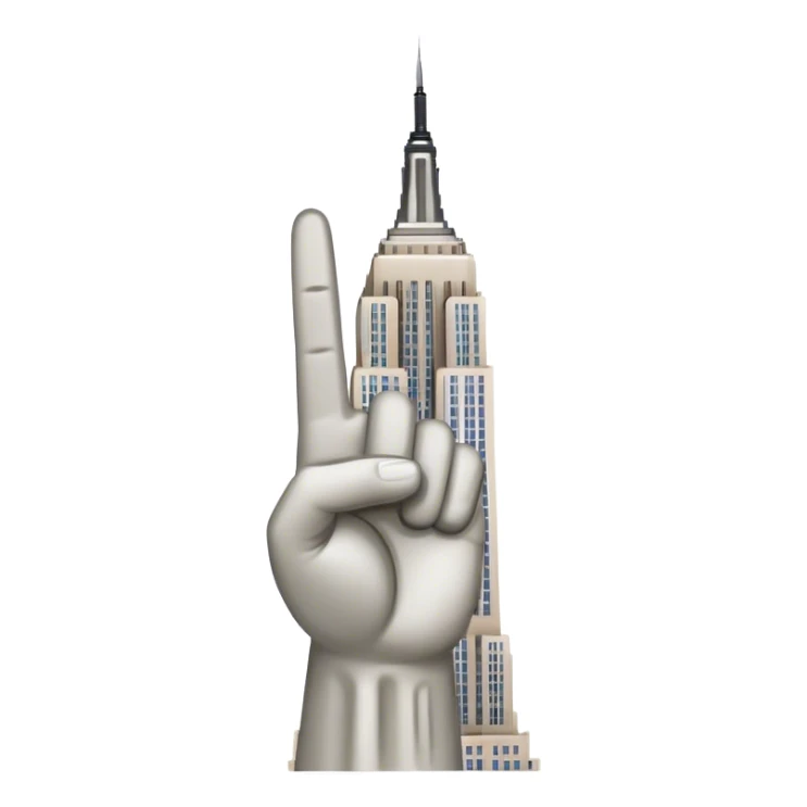 empire state building holding up a peace sign sticker