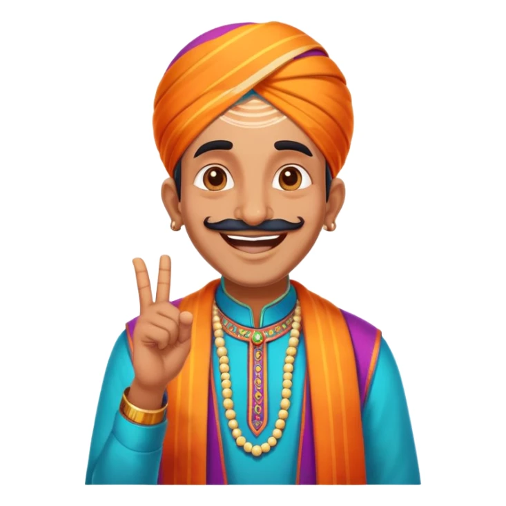 happy tall Indian person celebrating a big life win, joyful expression, vibrant colors sticker