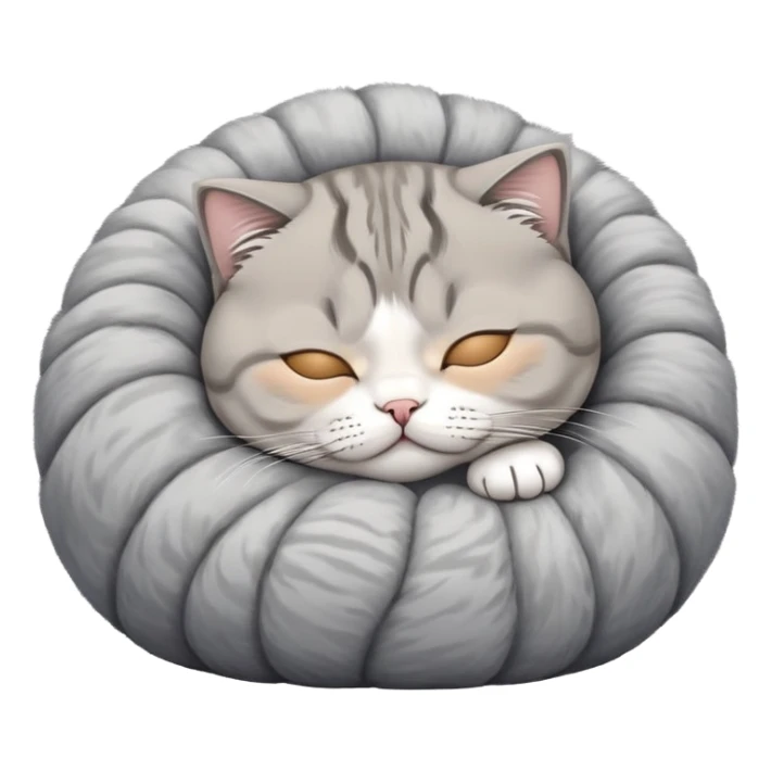 a cute sleeping Scottish fold cat with folded ears curled up in a ball sticker