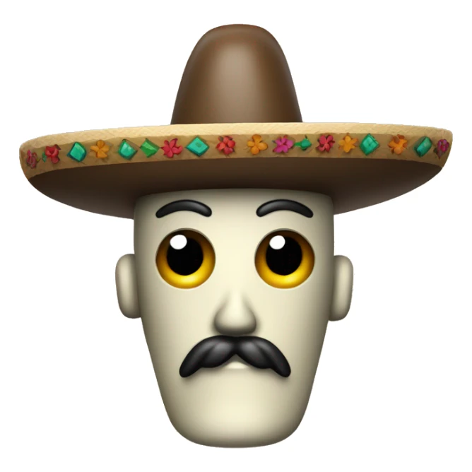 robot with mexican mustache and a mexican hat, only the face sticker
