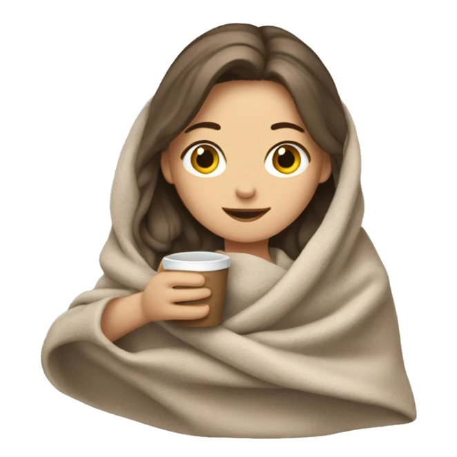 White girl with blanket and cup sticker