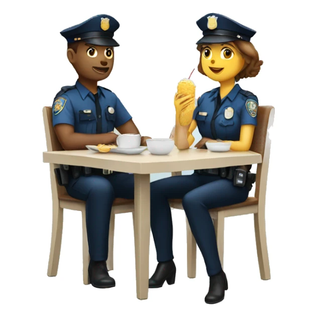 police man and woman sitting at a table, eating lunch sticker