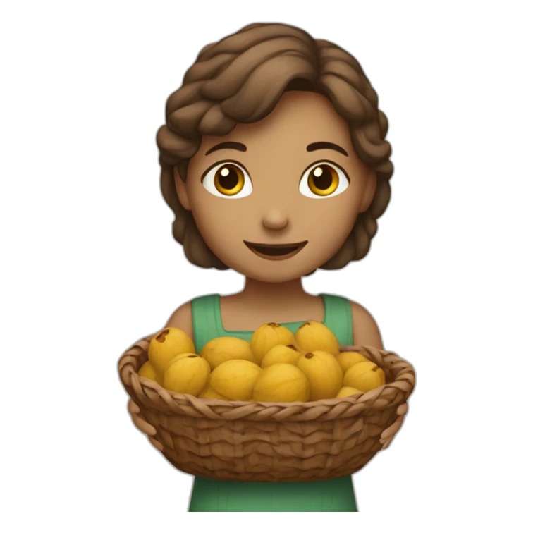 Girl with basket of walnuts sticker