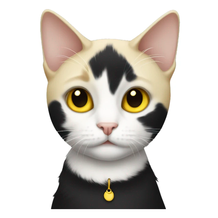 black and white cat with yellow eyes with short haired blonde sticker