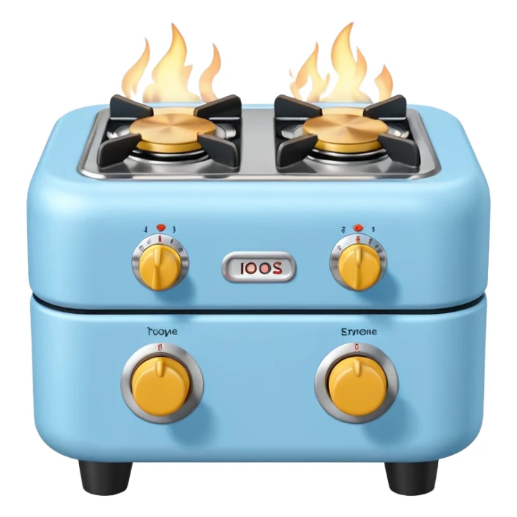 Cute toy stove, single burner only which is empty front view.
BabyBus - style 2.5D soft shading, bright pastel colors. 
Rounded chunky toy shape, simple details.
Even studio lighting, NO harsh light, NO realism, NO textures.
Smooth matte surface, no outlines, no strokes.
Clean background. sticker