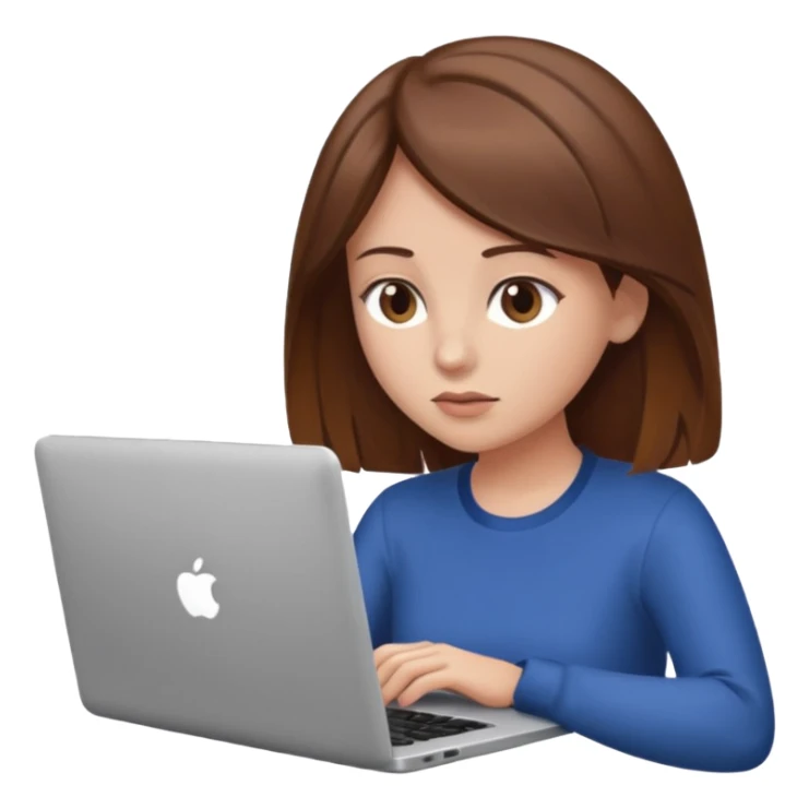 woman with brown hair using laptop sticker